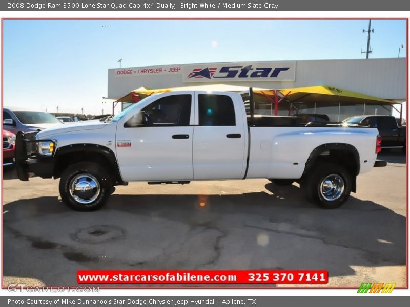 Bright White / Medium Slate Gray 2008 Dodge Ram 3500 Lone Star Quad Cab 4x4 Dually