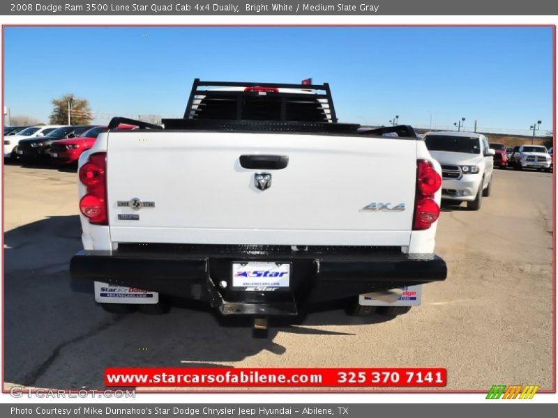 Bright White / Medium Slate Gray 2008 Dodge Ram 3500 Lone Star Quad Cab 4x4 Dually