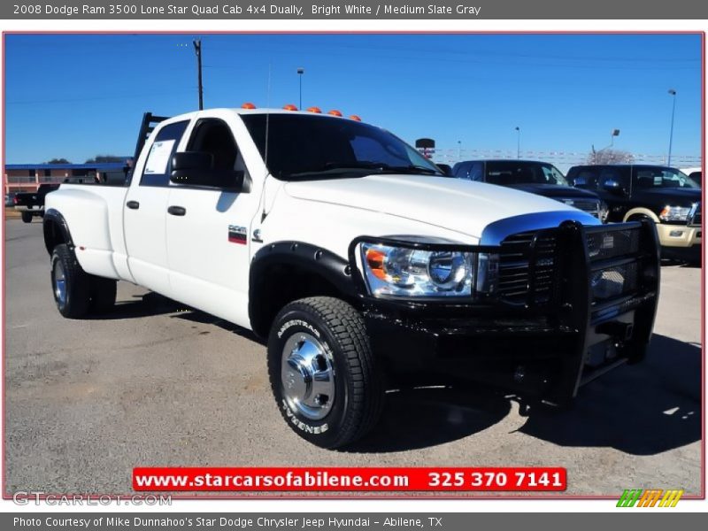 Bright White / Medium Slate Gray 2008 Dodge Ram 3500 Lone Star Quad Cab 4x4 Dually