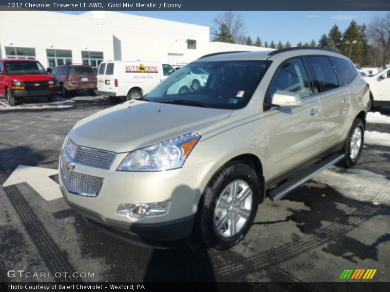 Gold Mist Metallic / Ebony 2012 Chevrolet Traverse LT AWD