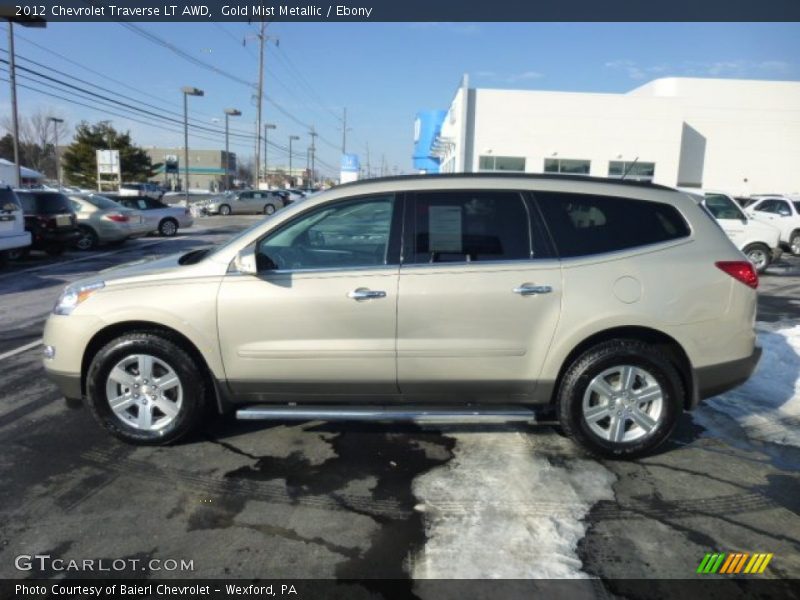 Gold Mist Metallic / Ebony 2012 Chevrolet Traverse LT AWD