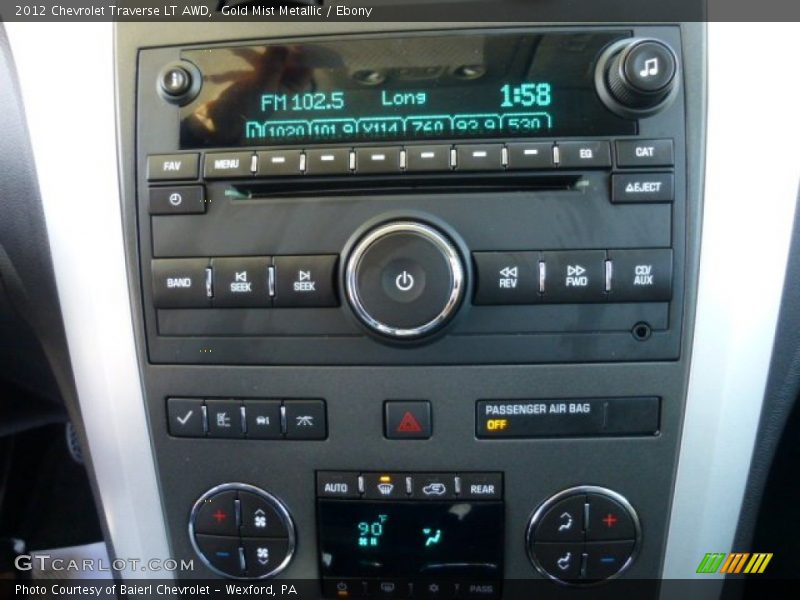 Gold Mist Metallic / Ebony 2012 Chevrolet Traverse LT AWD