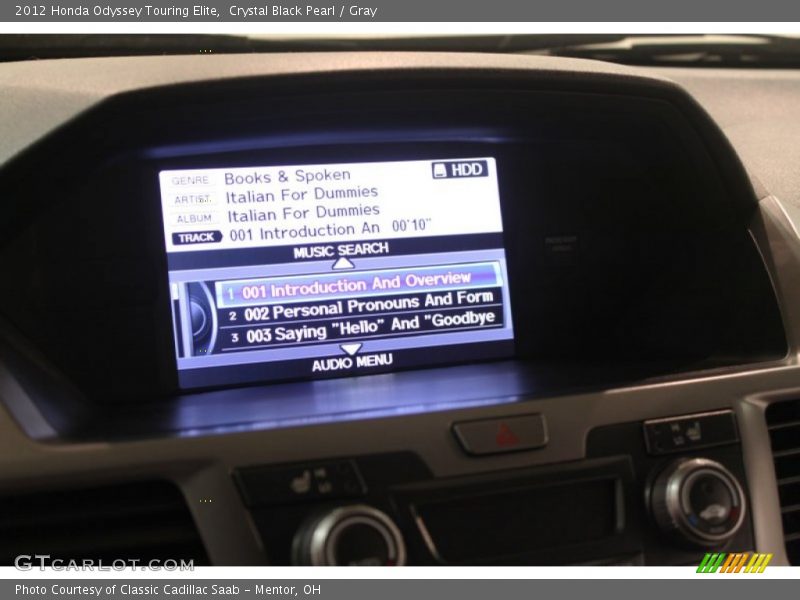 Crystal Black Pearl / Gray 2012 Honda Odyssey Touring Elite