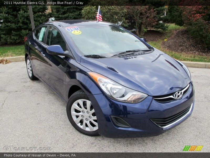 Indigo Blue Pearl / Gray 2011 Hyundai Elantra GLS