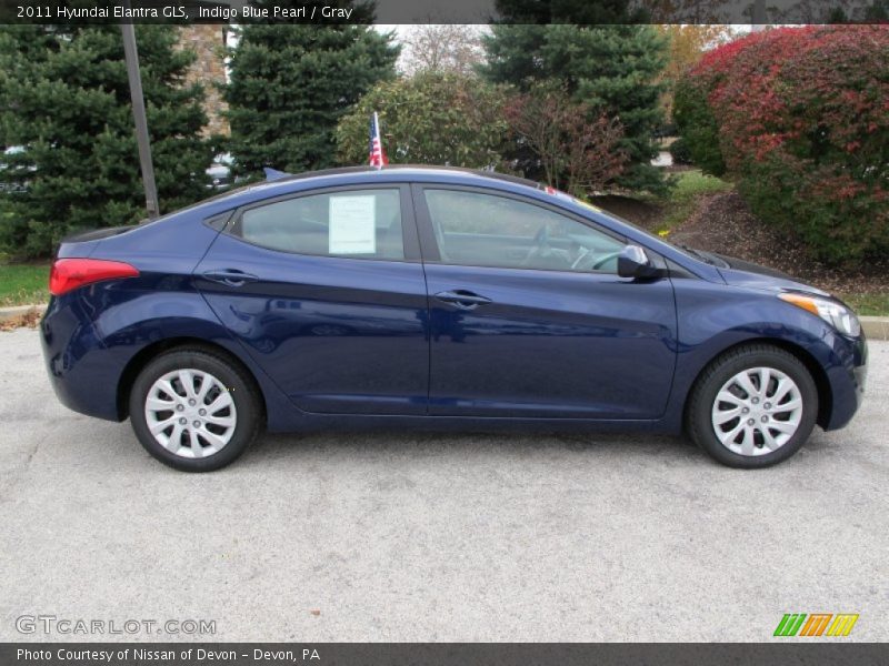 Indigo Blue Pearl / Gray 2011 Hyundai Elantra GLS