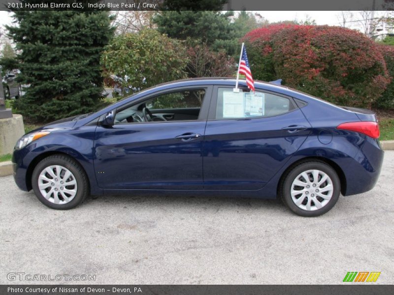 Indigo Blue Pearl / Gray 2011 Hyundai Elantra GLS