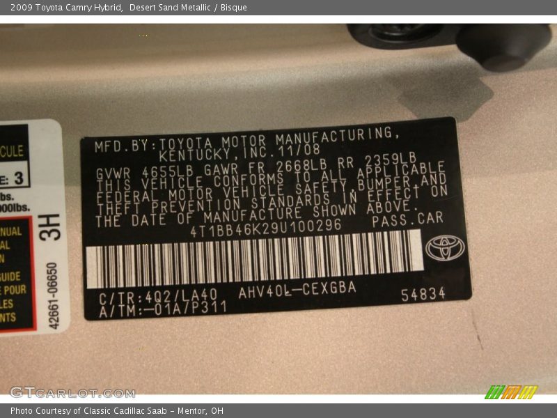Desert Sand Metallic / Bisque 2009 Toyota Camry Hybrid