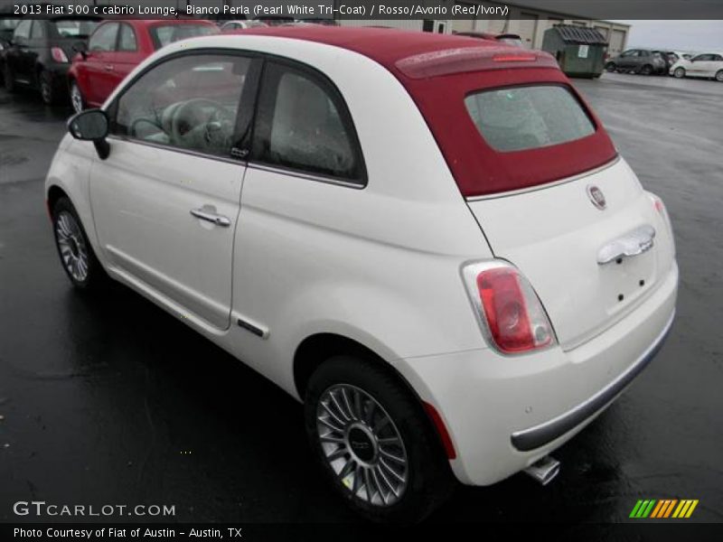 Bianco Perla (Pearl White Tri-Coat) / Rosso/Avorio (Red/Ivory) 2013 Fiat 500 c cabrio Lounge