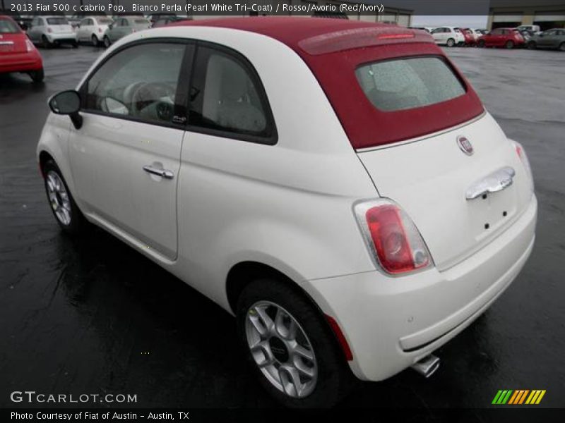 Bianco Perla (Pearl White Tri-Coat) / Rosso/Avorio (Red/Ivory) 2013 Fiat 500 c cabrio Pop