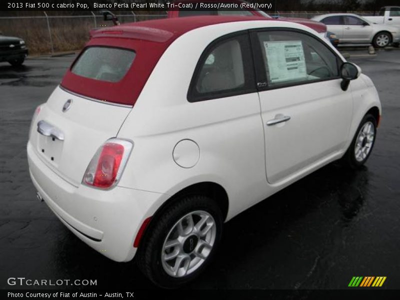 Bianco Perla (Pearl White Tri-Coat) / Rosso/Avorio (Red/Ivory) 2013 Fiat 500 c cabrio Pop