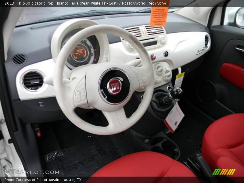 Bianco Perla (Pearl White Tri-Coat) / Rosso/Avorio (Red/Ivory) 2013 Fiat 500 c cabrio Pop