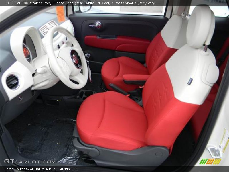 Bianco Perla (Pearl White Tri-Coat) / Rosso/Avorio (Red/Ivory) 2013 Fiat 500 c cabrio Pop