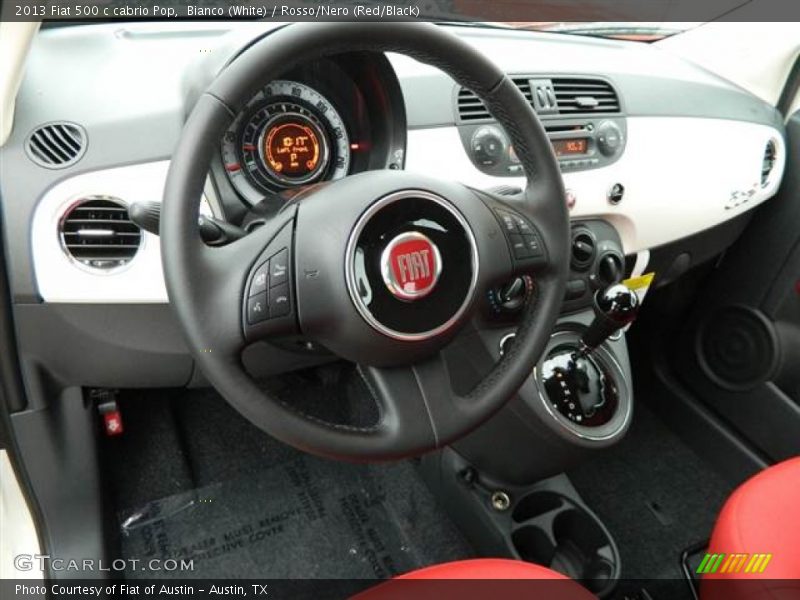 Bianco (White) / Rosso/Nero (Red/Black) 2013 Fiat 500 c cabrio Pop