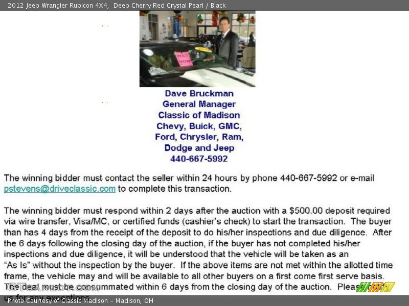 Deep Cherry Red Crystal Pearl / Black 2012 Jeep Wrangler Rubicon 4X4