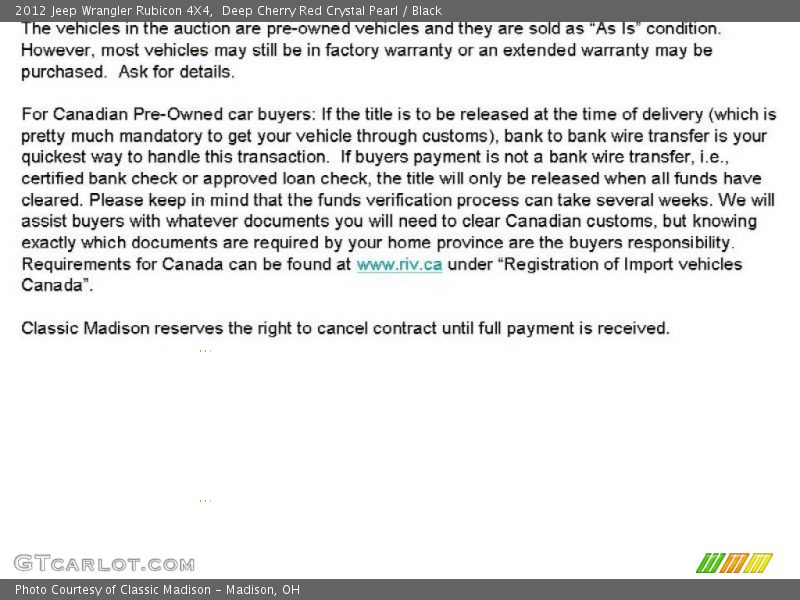 Deep Cherry Red Crystal Pearl / Black 2012 Jeep Wrangler Rubicon 4X4