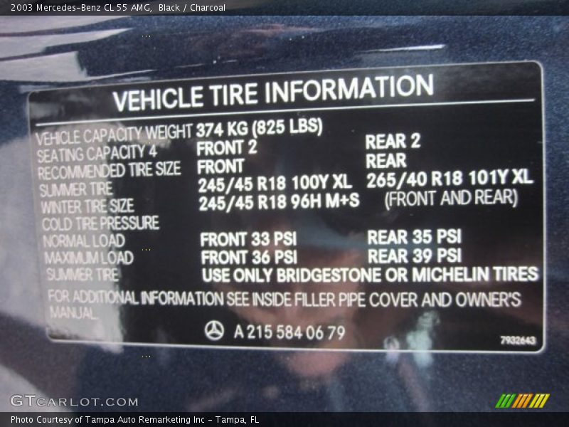 Black / Charcoal 2003 Mercedes-Benz CL 55 AMG