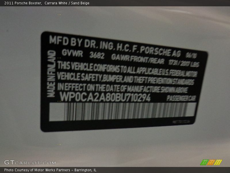 Carrara White / Sand Beige 2011 Porsche Boxster