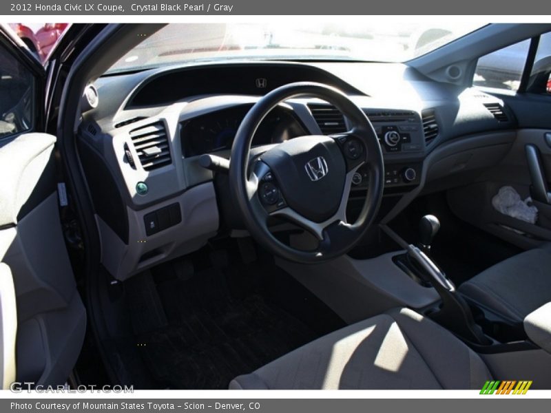 Crystal Black Pearl / Gray 2012 Honda Civic LX Coupe