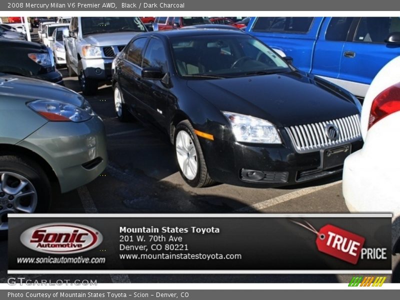 Black / Dark Charcoal 2008 Mercury Milan V6 Premier AWD