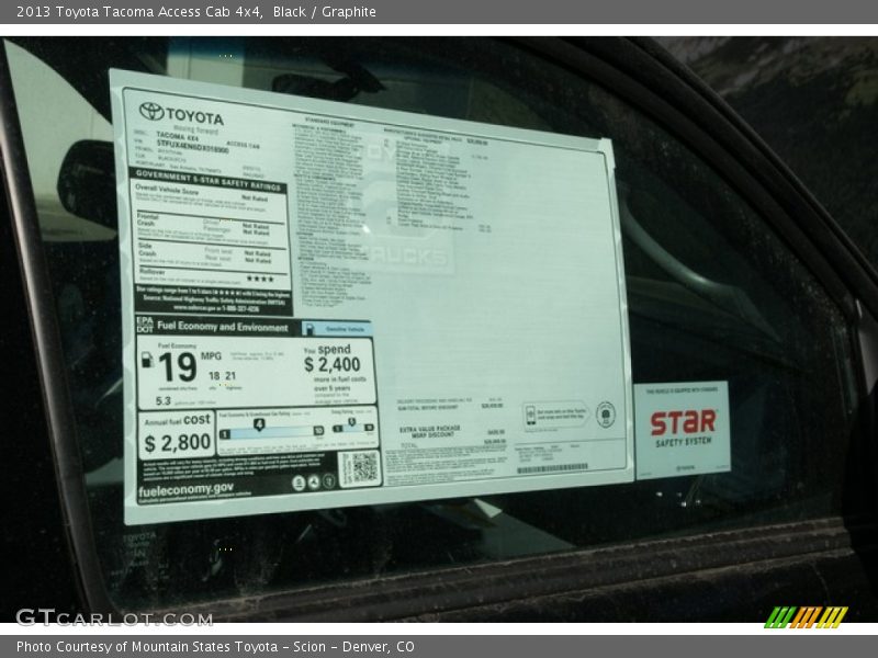 Black / Graphite 2013 Toyota Tacoma Access Cab 4x4