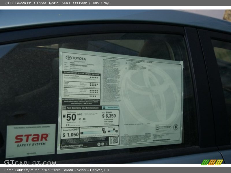 Sea Glass Pearl / Dark Gray 2013 Toyota Prius Three Hybrid