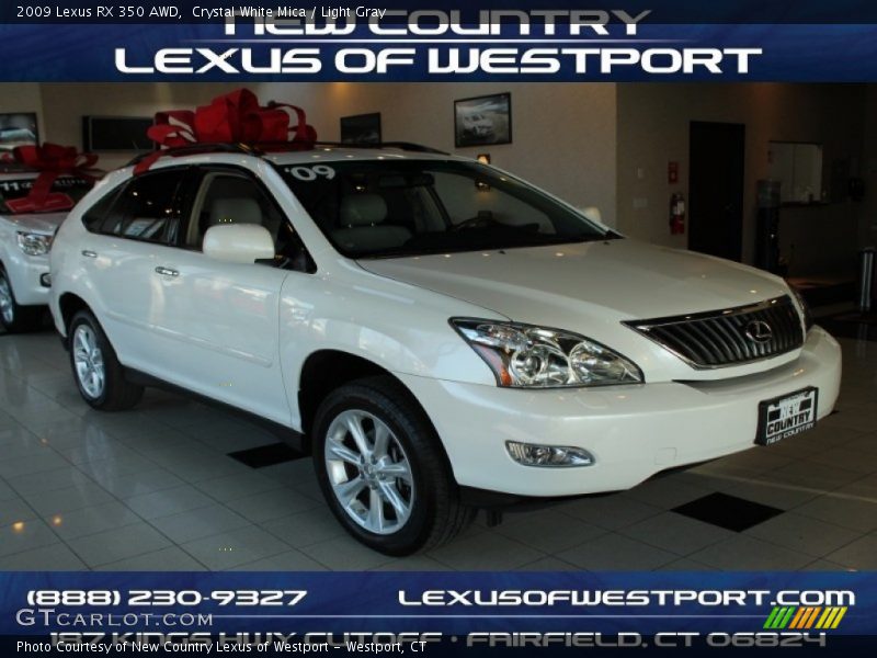 Crystal White Mica / Light Gray 2009 Lexus RX 350 AWD