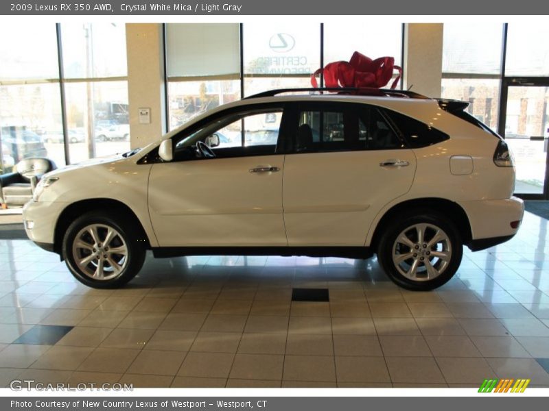Crystal White Mica / Light Gray 2009 Lexus RX 350 AWD