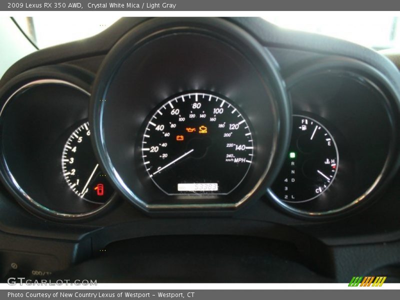 Crystal White Mica / Light Gray 2009 Lexus RX 350 AWD
