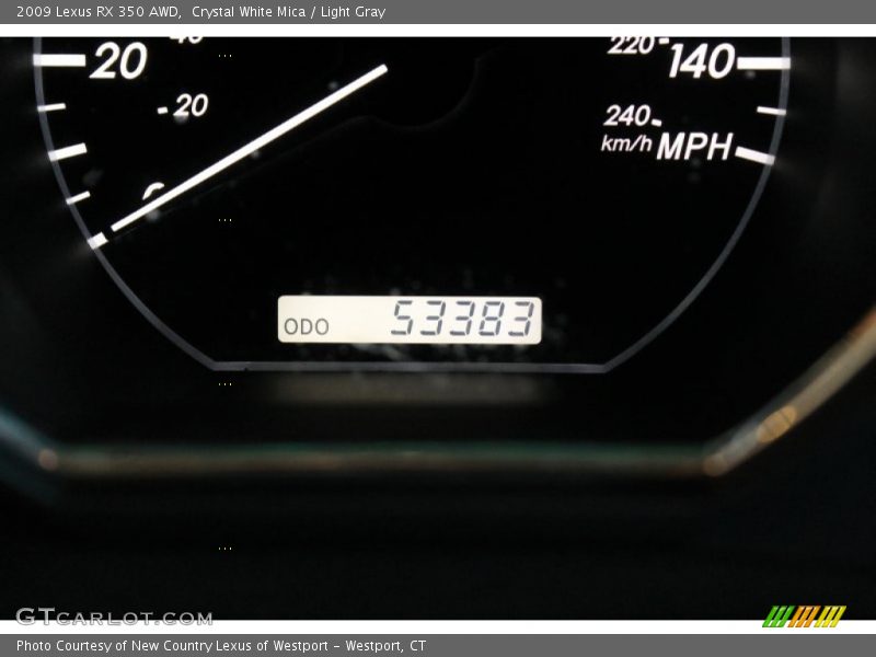 Crystal White Mica / Light Gray 2009 Lexus RX 350 AWD