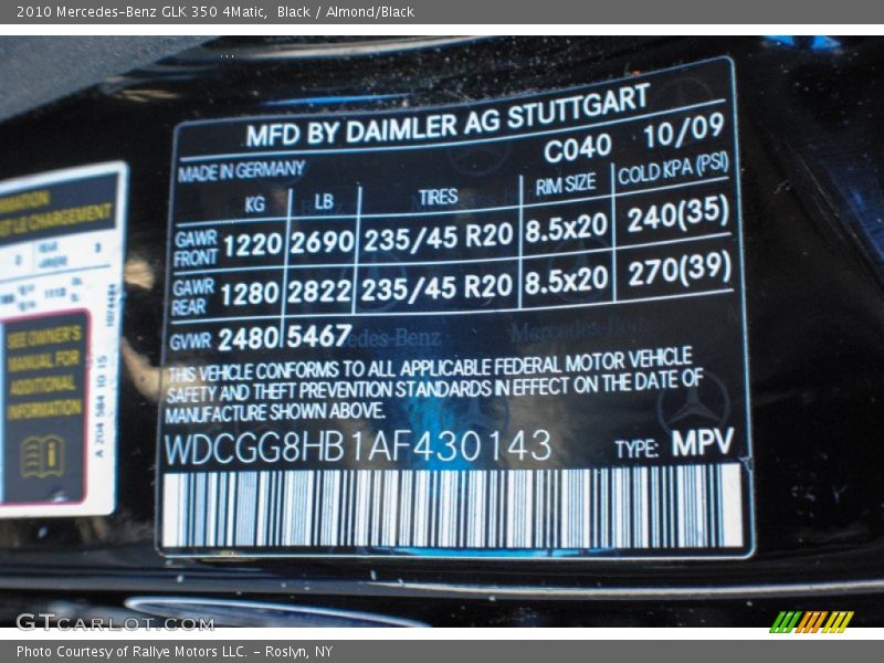 Black / Almond/Black 2010 Mercedes-Benz GLK 350 4Matic