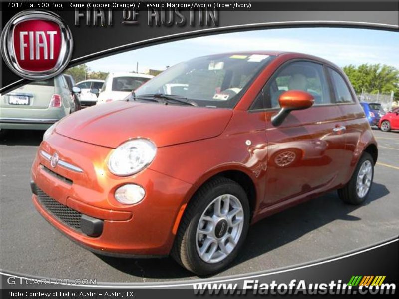 Rame (Copper Orange) / Tessuto Marrone/Avorio (Brown/Ivory) 2012 Fiat 500 Pop