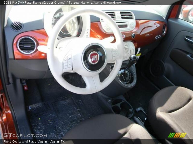 Rame (Copper Orange) / Tessuto Marrone/Avorio (Brown/Ivory) 2012 Fiat 500 Pop