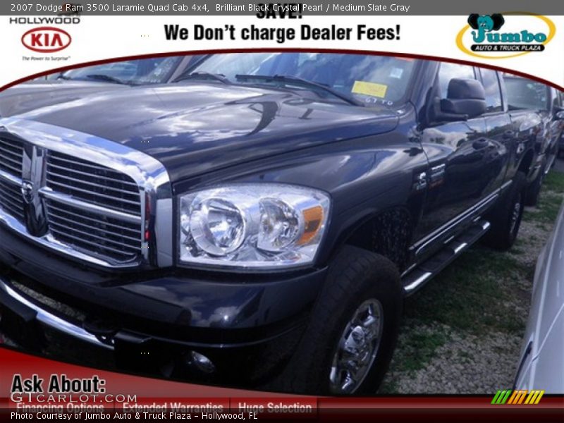 Brilliant Black Crystal Pearl / Medium Slate Gray 2007 Dodge Ram 3500 Laramie Quad Cab 4x4
