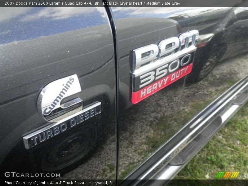 Brilliant Black Crystal Pearl / Medium Slate Gray 2007 Dodge Ram 3500 Laramie Quad Cab 4x4