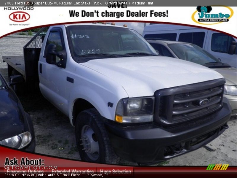 Oxford White / Medium Flint 2003 Ford F350 Super Duty XL Regular Cab Stake Truck