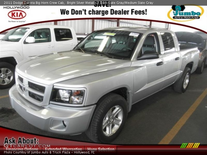 Bright Silver Metallic / Dark Slate Gray/Medium Slate Gray 2011 Dodge Dakota Big Horn Crew Cab
