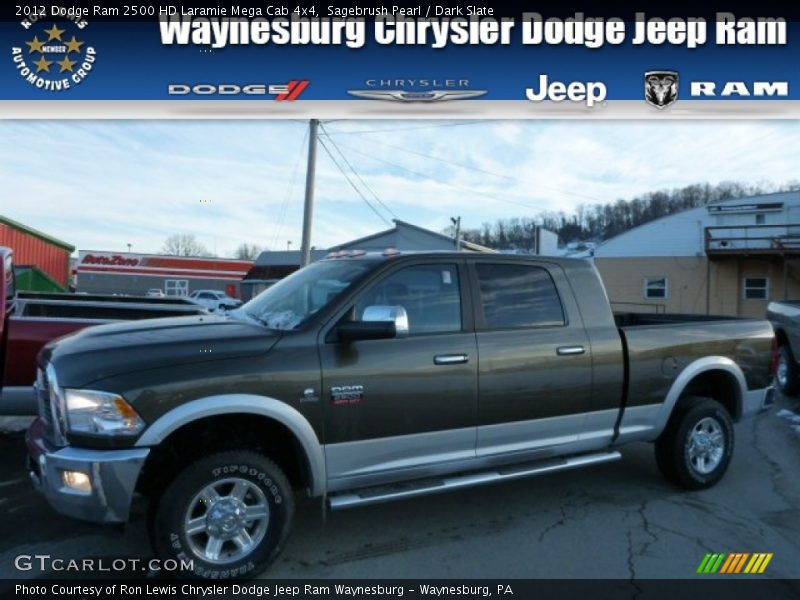 Sagebrush Pearl / Dark Slate 2012 Dodge Ram 2500 HD Laramie Mega Cab 4x4