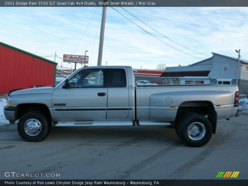 Bright Silver Metallic / Mist Gray 2001 Dodge Ram 3500 SLT Quad Cab 4x4 Dually