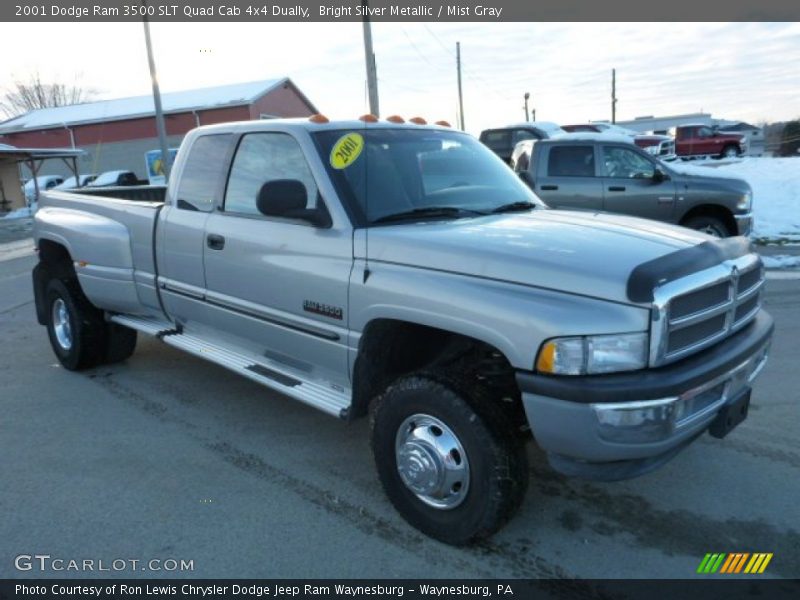 Bright Silver Metallic / Mist Gray 2001 Dodge Ram 3500 SLT Quad Cab 4x4 Dually
