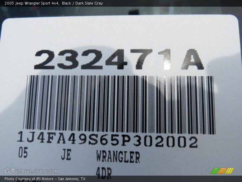 Black / Dark Slate Gray 2005 Jeep Wrangler Sport 4x4