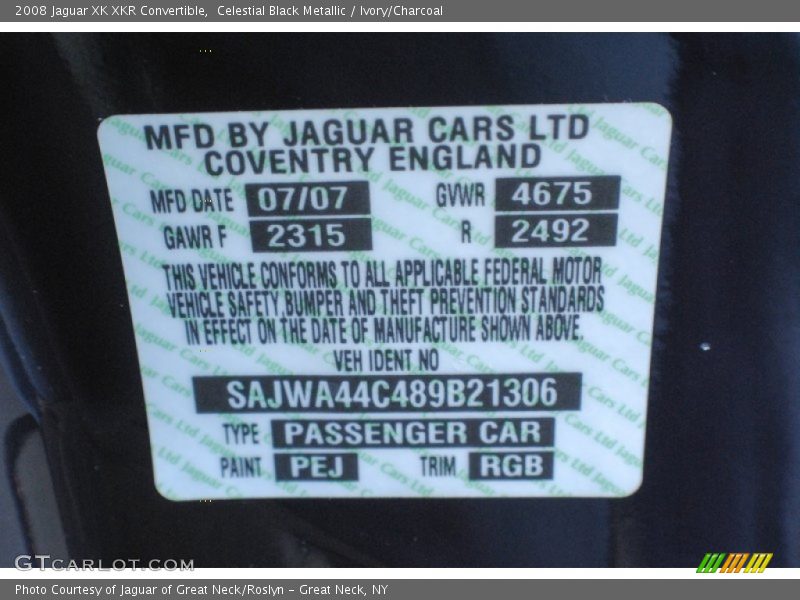 Celestial Black Metallic / Ivory/Charcoal 2008 Jaguar XK XKR Convertible