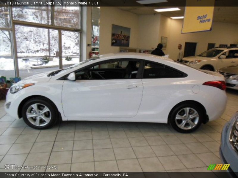 Monaco White / Blue 2013 Hyundai Elantra Coupe GS