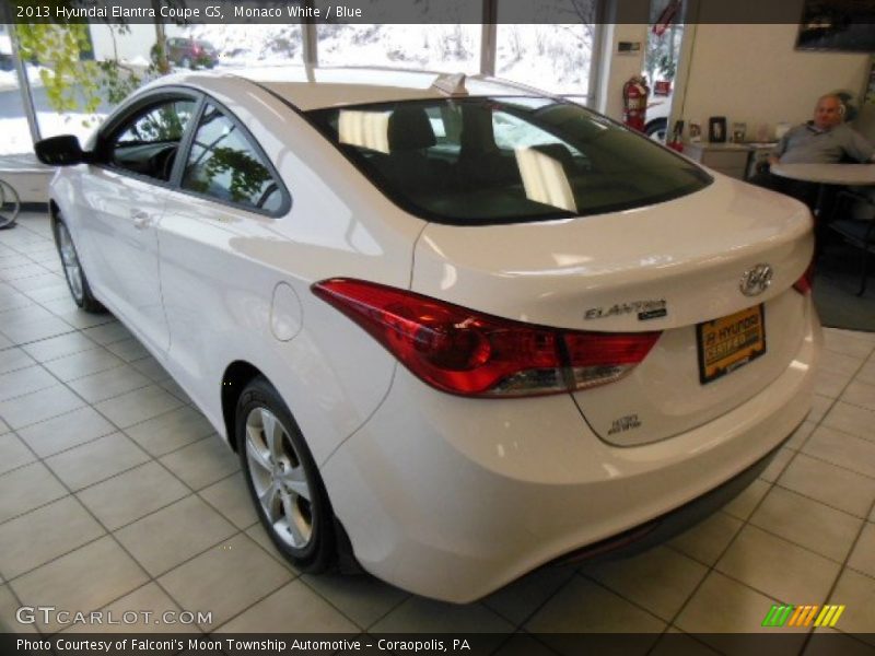 Monaco White / Blue 2013 Hyundai Elantra Coupe GS
