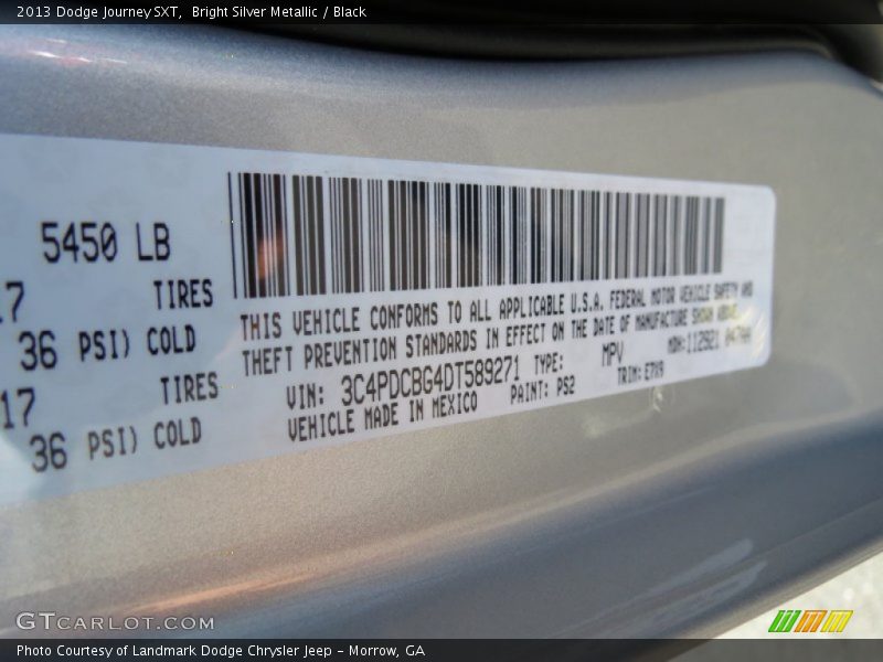 Bright Silver Metallic / Black 2013 Dodge Journey SXT