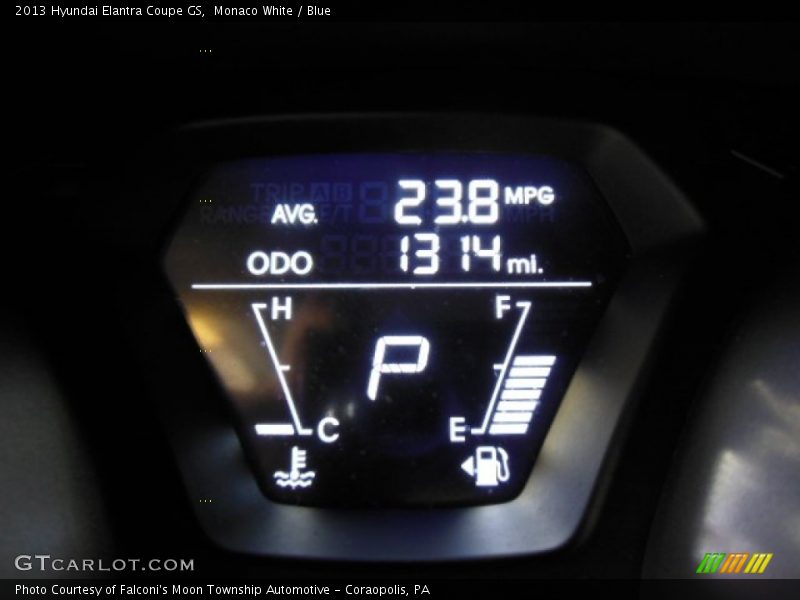 Monaco White / Blue 2013 Hyundai Elantra Coupe GS
