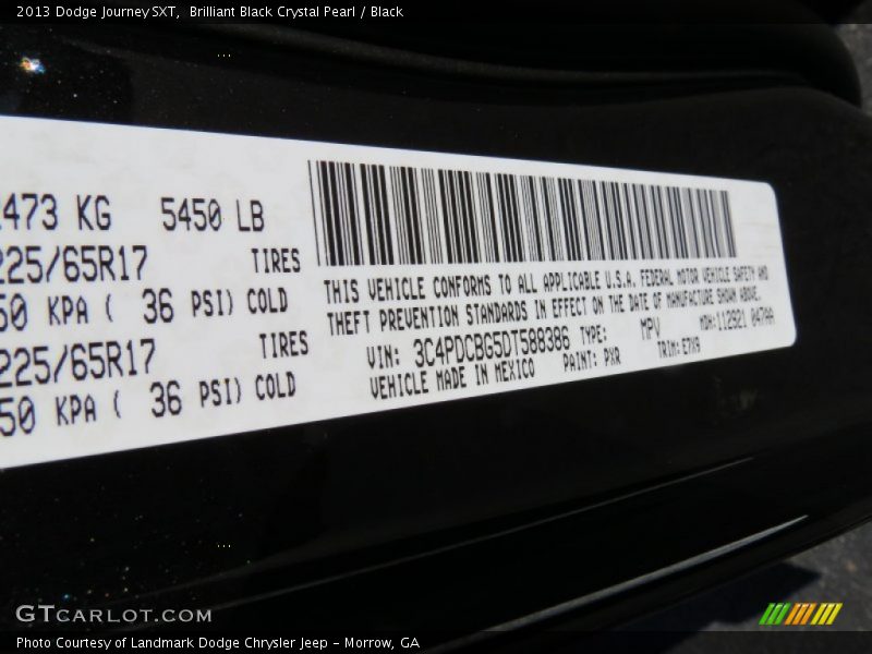 Brilliant Black Crystal Pearl / Black 2013 Dodge Journey SXT