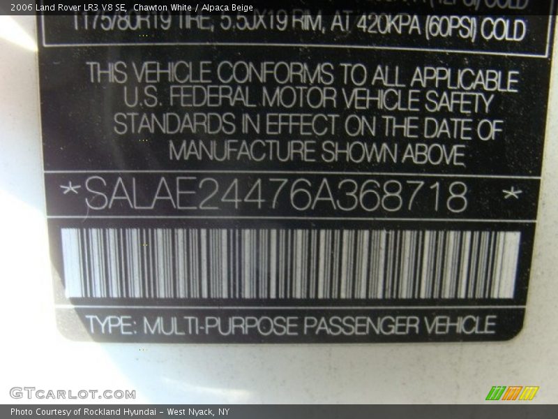 Chawton White / Alpaca Beige 2006 Land Rover LR3 V8 SE