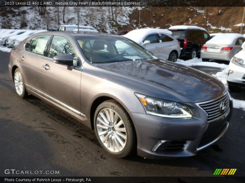 Nebula Gray Pearl / Black/Shimamoku Espresso 2013 Lexus LS 460 L AWD