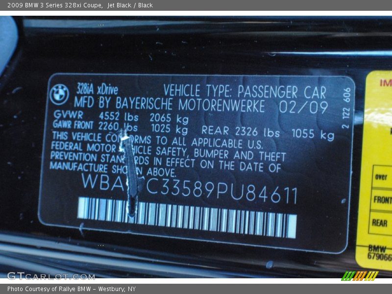 Jet Black / Black 2009 BMW 3 Series 328xi Coupe