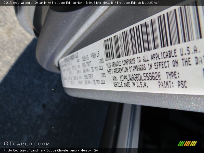 Billet Silver Metallic / Freedom Edition Black/Silver 2013 Jeep Wrangler Oscar Mike Freedom Edition 4x4